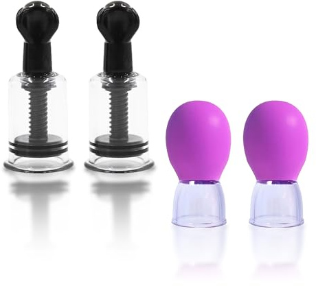 2 Paris 4pcs Nipple Play Nipple Corector Nipple Suckers for Flat or Inverted Nipples, Vacuum Suction Portable Cupping Device, Breastfeeding or Women BK29-ZSBG-02