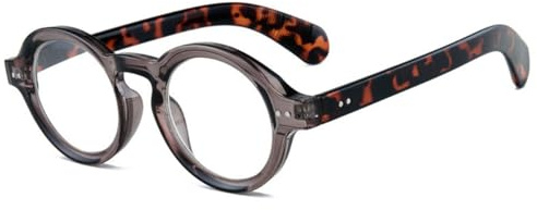 KOOSUFA Mode Anti Blaulicht Lesebrille Rund Klein Damen Herren Schildpatt-Bügel Retro Lesehilfen Anti Müdigkeit Brille 0.0 0.5 1.0 1.5 2.0 2.5 3.0 3.5 4.0