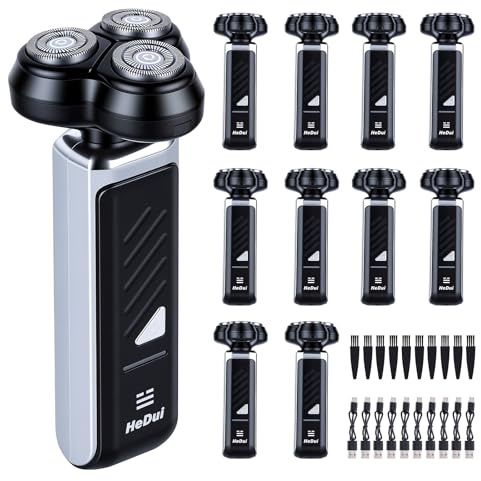 Confezione da 10 rasoi rotanti da uomo con testa flottante 3D rasoio elettrico rotante USB-C ricaricabile rasatura ravvicinata facile da pulire testa magnetica regalo ideale per papà marito rasoio da