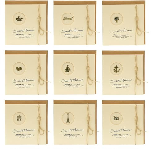 TONGIHS 9 Piezas Tarjetas de Regalos con Sobres,para Negocios,Marrón