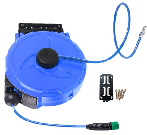 Carrete Para Manguera Automático - Soporte de Almacenamiento Flexible y Resistente de 12 m,Portamangueras Para Agua,Para Exterior Patío Garaje Casa Taller
