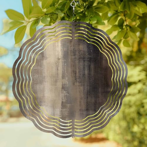 Vintage Ombre Oil Painting Wind Spinner for Garden Yard 3D Stainless Steel Hanging Wind Spinners, Mysterious Rock Texture Spinners Outdoor Metal Decor for Lawn Patio Home