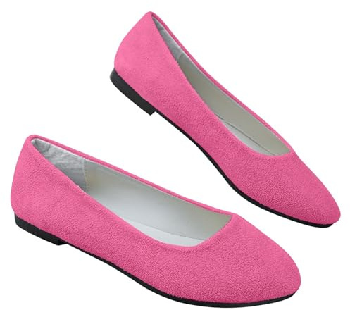 Damballerinaskor spets tå fritidsskor dam sneakers enfärgade damskor ventilerande joggingskor bekväma löparskor moderna sportskor halkfria sneakers pumpskor, Het rosa, 36 EU