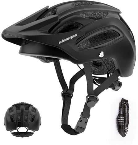 Shinmax Fahrradhelm Herren Damen mit Helmschloss,Beweglichem Visier | CE Zertifizierter Ultraleichter Radhelm für Erwachsene, Waschbares Fliegennetz für MTB, Alltag, Sport und Touren Rennradhelm