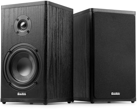 Audizio BS20 Wireless Active Bluetooth Bookshelf Speakers with Battery, 100W HiFi Stereo, True Wireless Pairing, AUX Input, Home Audio, Portable, Anthracite, Rechargeable, Bookshelf Speaker Systems