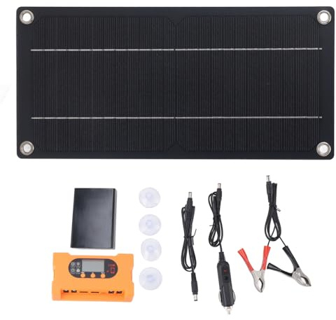 Panneau Solaire Monocristallin 6W 12V Portable, 100A Photovoltaïque avec Sortie USB Type C - Haute Efficacité, Charge Polyvalente, Idéal Camping et Outdoor