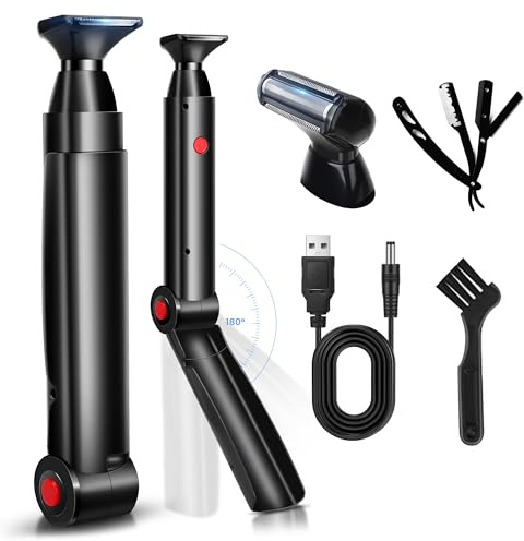 NUBACK Rückenrasierer Herren, Rückenrasierer für Männer, Body Trimmer Herren für Langer Griff, Elektrischer Körperrasierer Herren mit Gesichtsrasierer, 2 Shock Absorber Flex Heads & 10 Klingen