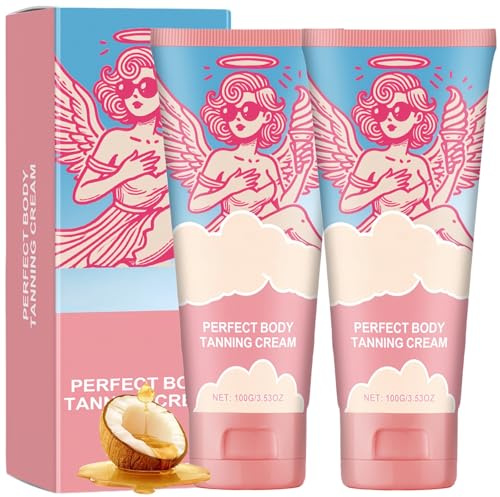 2PCS Perfect Body Tanning Cream,Tanning Accelerator,T/anning Moisturiser,Hydrating Sunbed Cream Accelerator,Skin T/anning,Smooth Streak-Free Finish for Face & Body,Moisturiser & Self Ta/nning Lotion