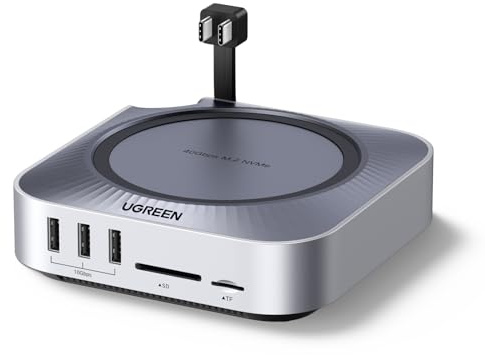 UGREEN USB4.0 40Gbps Docking Station Compatible con Mac Mini M4 y M4 Pro | con Case M.2 NVME SSD 40Gbps, HDMI 8K 30Hz, 5*USB 4A1C 10Gbps Rapida , Lettore di Schede SD e TF 312MB/s, Audio da 3,5mm