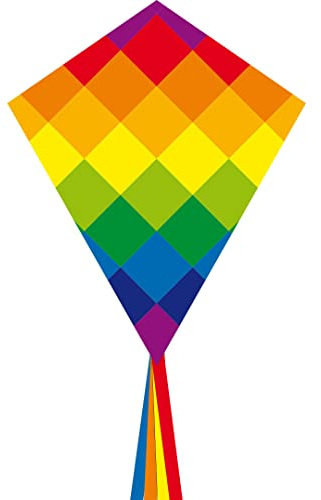 HQ Ecoline Eddy 70cm Kinderdrachen Flugdrachen Einleiner zum steigen Lassen, wenig Wind ab 5 Jahre, 58x70cm+2.5m Drachenschwanz inkl. 17kp Polyesterschnur 25m auf Griff 2-5 Bft