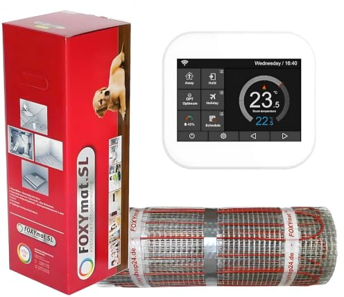 FOXYMAT.SL RAPID elektrische Fußbodenheizung, 6.0 m² (0.5m x 12m) | 200 Watt pro m², mit Thermostat SPSW
