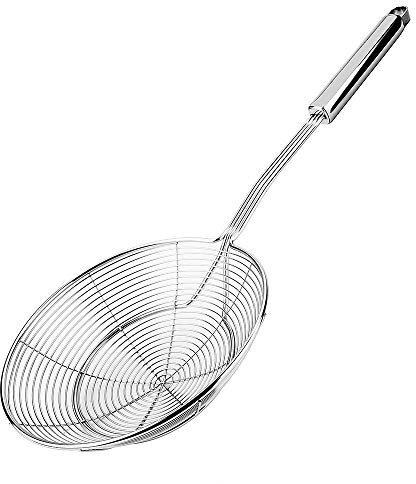 Colador, colador de araña de acero inoxidable, cucharón para pasta, espaguetis, fideos y freír en la cocina, cuenco de 6 pulgadas