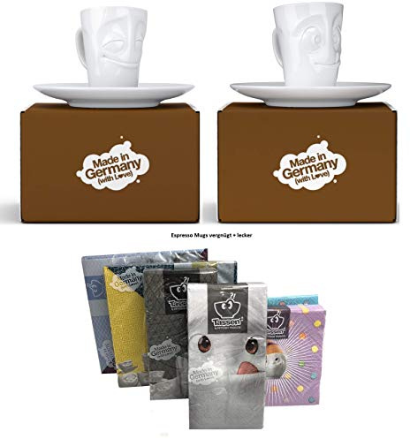 henger-mauk Fiftyeight Espressotassen Espresso Mug 2er Set + SERVIETTEN, 80 ml, VERGNÜGT+LECKER E Mugs 2