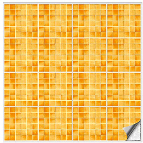 Kiwistar - Set 22 - Autocollants pour carrelage - 15,1 x 15,1 cm - Lot de 100 - Mosaïque Ambre - pour la Cuisine, la Salle de Bain, Le dosseret, la Bordure, la rénovation, Le Motif de Carreaux