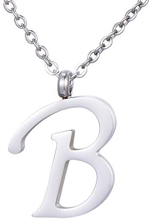 Morella Damen Halskette mit Buchstaben Anhänger Edelstahl Silber in Schmuckbeutel