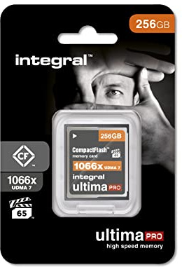 Integral CompactFlash 256 Go Carte Mémoire Ultimapro 160MB/s (1066x) Vpg-65 Udma-7 - pour appareils Photo numériques DSLR et Reflex compatibles