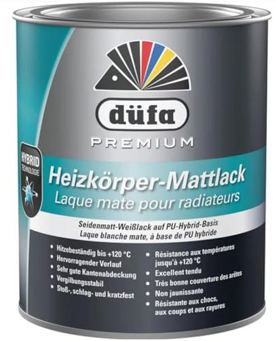 düfa Premium Heizkörper-Mattlack 750 ml | seidenmatter Heizkörperlack in weiß | Oberflächen- & Profi-Decklack