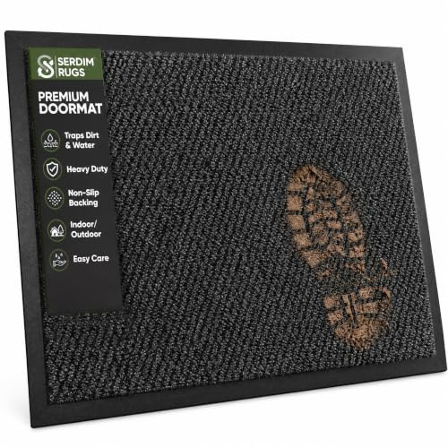 Serdim Rugs Bar Anthracite 40 x 60 cm Tapis de Protection antidérapants avec Bords en Caoutchouc, Polypropylène, 40x60 cm Rectangle