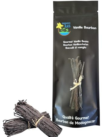 10 Baccelli freschi di Vaniglia Bourbon del Madagascar Gourmet non spaccati (16cm min. Peso: 30g circa). I baccelli vengono confezionati in pratiche bustine riutilizzabili e consegnati sottovuoto