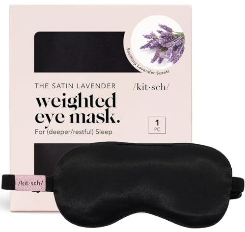 Kitsch Mascherina per gli occhi per dormire, lavanda più morbida della seta, mascherina per occhi in raso per dormire, blocco della luce ed elegante copertura per gli occhi, maschera per gli occhi