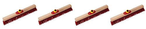 Novaliv 4 escobas de calle de 60 cm, cabeza de escoba sin mango, elaston rojo, escoba para exteriores, batidor industrial, escoba de jardín, escoba multiusos