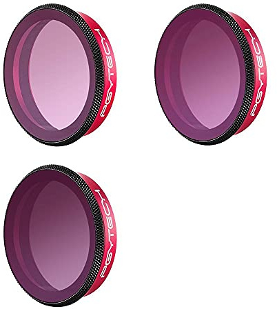 PGYTECH Ensemble de filtres à densité Neutre dégradés pour DJI Osmo Action ND8-GR, ND16-4 et ND32-8 (Professionnel), étanches et résistants à l'huile (P-11B-021)