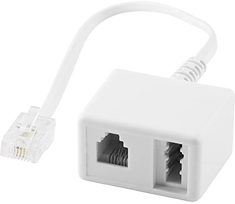 BestPlug 20cm Telefon Fax Kabel Adapter Verteiler Splitter Weiche Verbindungsstück, RJ45 Stecker männlich auf 1 TAE-N Buchse und 1 RJ11 Buchse Kupplung weiblich, Weiß
