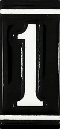 Chiffres pour maisons, peint à la main 5 x 11 cm couleur noir émaillé les bords. Gravure et céramique espagnole s.l. (numéro 1)