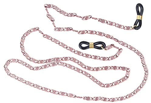 Hochwertige Brillenkette ELEGANT aus feinem Metall mit Gummischlaufe und Stopper (Version 1, Rosegold)