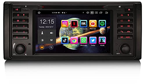Erisin 7 Zoll 8-Kern 4GB+64GB Android 14 Autoradio Carplay GPS Navigation für BMW 5er E39 X5 E53 CD Player Bluetooth 5.0 Android Auto DSP WiFi 4G DAB+ OBD2 FM RDS USB TPMS DVB-T2 Touchscreen Canbus