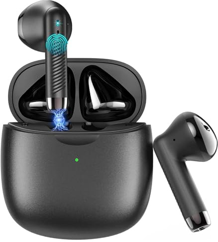 Kurt Bluetooth 5.3 In-Ear Kopfhörer, Kabellose Bluetooth 5.3 mit Deep Bass Stereoklang, AAC, Kabellose Kopfhörer mit Noise Cancelling Mikrofon, 32H Spielzeit, Mini Ladebox, USB-C, Schwarz