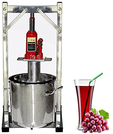 MNSRRN Traubenpresse, Fruchtschleifmaschine Crusher Edelstahl Winerherstellung Werkzeuge Drücken von Apfelwein Presswein Press Jack mit Ständer und Fass,12L