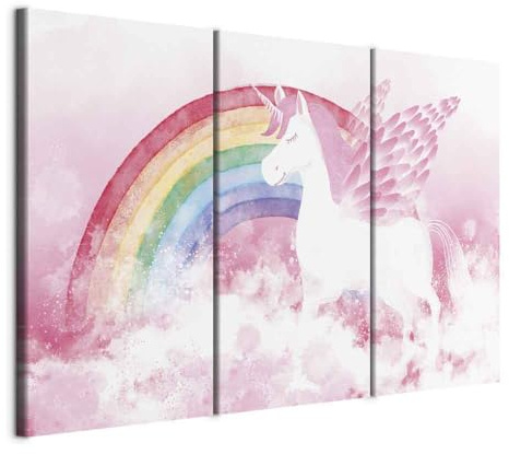 murando - Akustikbild Einhorn Regenbogen Pegasus, 150x90 cm, 3-teilig, Büro | Verbessert Raumakustik, reduziert Hall, ideal fürs Büro oder Wohnzimmer, hochwertige Verarbeitung, schnelle Montage, stilvoll