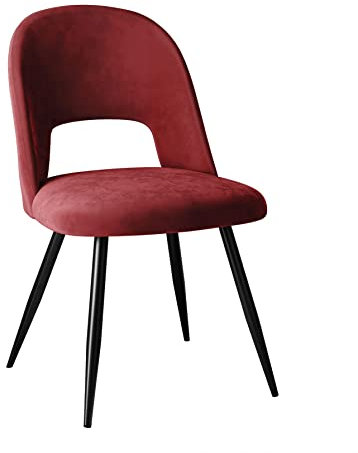 lukmebel Oslo Polsterstuhl Modernes Design mit stilvoll konturierter Rückenlehne Stabile, Dicke Metallbeine und glatter, angenehm zu berührender Stoff 51x49x84cm Roter Samt