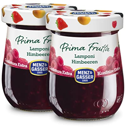 Menz&Gasser, Confettura Extra di Lamponi Prima Frutta, con 50% di Frutta, Realizzata con Frutti di Alta Qualità IQF, Lavorata in Trentino-Südtirol, Naturalmente Senza Glutine, Vegan, 2x340 g