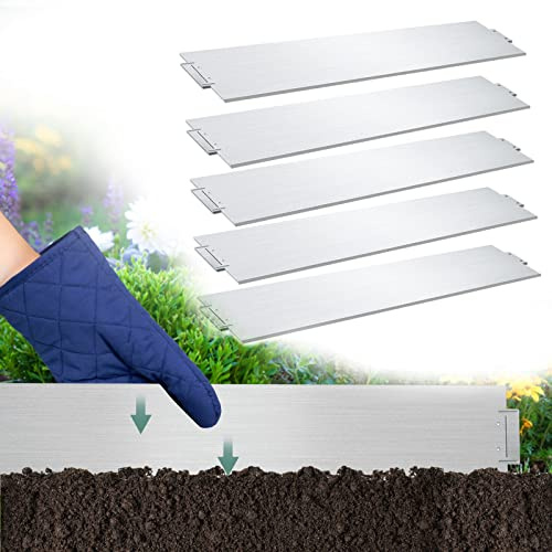 Vigevee Bordure de Jardin Gazon en Acier Galvanisé, 100x18cm Flexible Bordure de Gazon Bord de Tonte pour palissade, parterres de Jardin Plantes Potager, Argenté, Longueur 25 m - Hauteur 18 cm