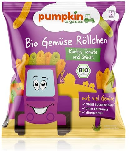 Pumpkin Organics Gemüse Röllchen - mit Kürbis, Tomate, Spinat, 20g (6er Pack)