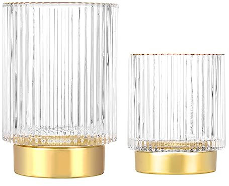 DASITON Porte-pinceaux de maquillage, pot à crayons vintage en verre pour pinceaux de maquillage (transparent S + L)