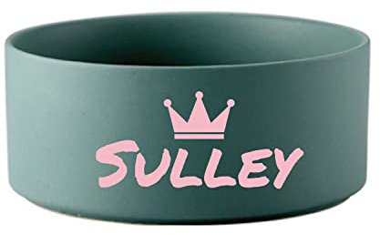 Gamelle en céramique personnalisée pour chien et chat - Bol en céramique pour chiot - Dessous antidérapant - Ne déborde pas - Gamelle pour chaton et chiot - Gamelle d'eau pour animal domestique (vert)