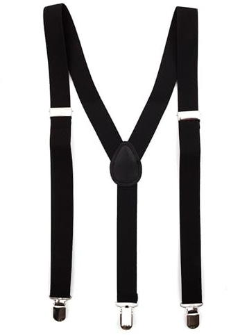 TrendandStylez Hosenträger, sattes Schwarz, 2,5 x 50-90cm, für Damen und Herren, Kostüm Accessoire, bis 195cm Körpergröße