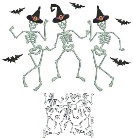Halloween Skeletons Metal Die Cuts Cutting Dies, 3Pcs/Set Skull Man Cutting Dies Paper Cards Cutting Dies Cut Stencils for DIY Embossing Card Making Book Tags Decorative Paper Dies Scrapbooking