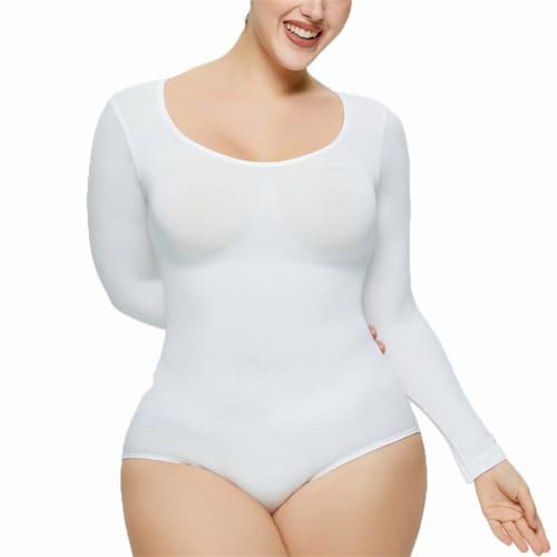 Dninmim Body de manga larga para mujer, elástico, sin costuras, control de abdomen, moldeador de cuerpo