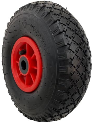 KEROPPA Rueda Neumática Carretilla Rueda para Carros 26 cm Diámetro Eje ABS Con Válvula para Inflado Grosor 9 cm Resistente Duradera Negro (1)