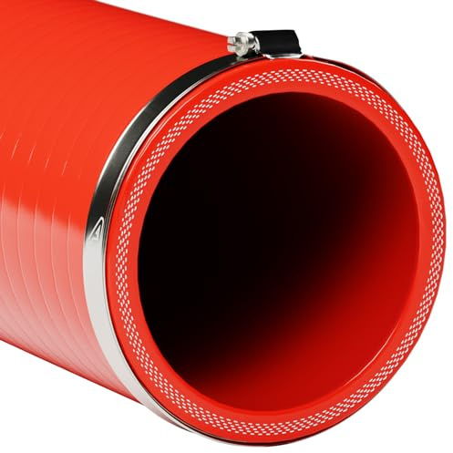 80mm (3 1/8) ID Red 1 Metre Silicone Straight Hose + 2 x Hose Clips