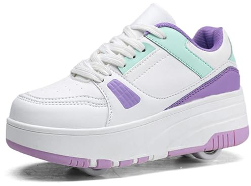 Kmrlofiy Schuhe mit Rollen für Mädchen Jungen Skateboardschuhe Roller Schuhe Turnschuhe Outdoorschuhe Rollschuhe Kinder 2-in-1-Multifunktionsrollschuhe Sneakers mit Rollen (Roll-S29, 35EU)