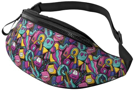 Sac banane à bandoulière pour homme et femme – Robot musical – Sac banane de voyage pour course à pied pour homme et femme