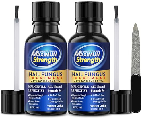 Toenail Fungus Treatment with 25% Undecylenic Acid, Toe Fungus Treatment for Toenail, Fungus Nail Treatment, Toenail Fungus Treatment Extra Strength, Fungal Nail Treatment for Athletes Foot - 2pcs