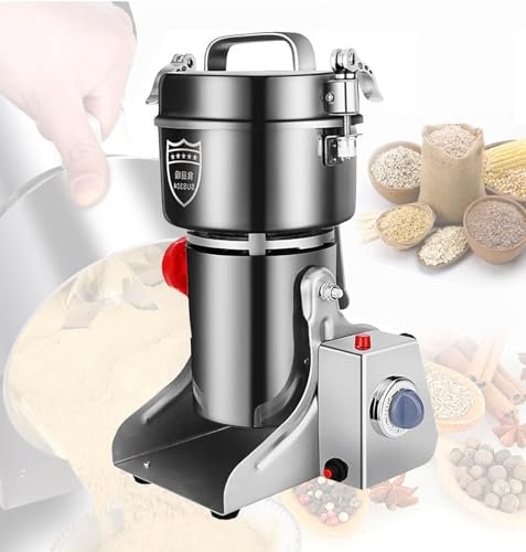 WANGYYDS Mulino Elettrico per Cereali 32000 Giri/Min Mulino per Semi di Lino Mulino per Noci Moscate in Acciaio Inox Macina Erbe Piante Medicinali Spezie Cereali E Fagioli,4500g