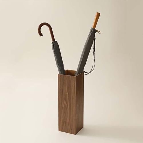 Retro-Regenschirmständer aus Holz für Zuhause, Büro, Hotel, multifunktionaler Aufbewahrungsständer für Regenschirme, Stöcke und Gehstöcke, Organizer, 16 x 16 x 50 cm, Braun