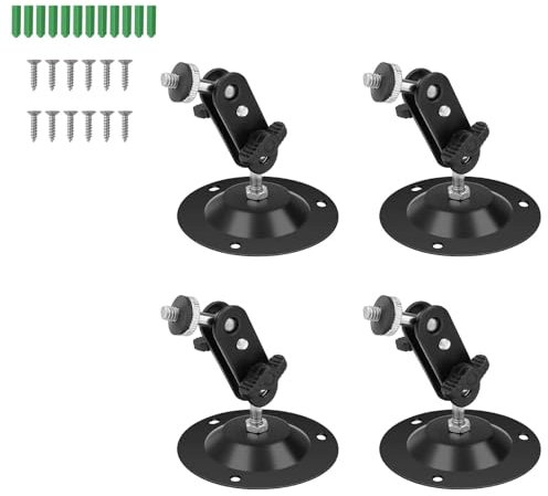 Fokroin 4 Pcs Support Camera, Fixation Murale Caméra de Sécurité, Noir de caméra réglable à 360 degrés, Support Caméra Exterieur, Adapté à Une Utilisation Intérieure et Extérieure, Murs et Plafonds